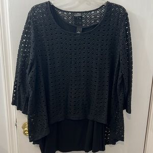 Catherine’s two-piece Black Lace over Tunic tank top. 3/4 sleeve Size 2x 22/24